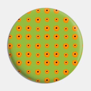 Orange kalanchoe blossoms pattern on green Pin