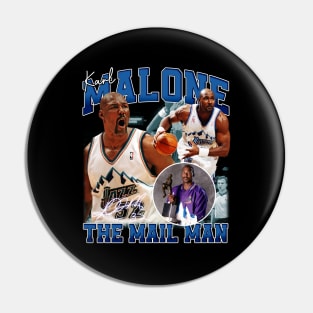 Karl Malone The Mail Man Basketball Legend Signature Vintage Retro 80s 90s Bootleg Rap Style Pin