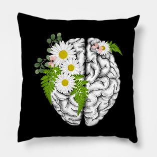 Brain human anatomy, floral, apricot blond roses, mental Pillow