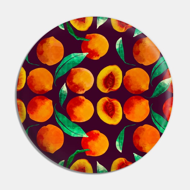 Colorful pattern of watercolor peaches Pin by shikita_a