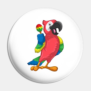 Parrot at Music with Maracas Pin