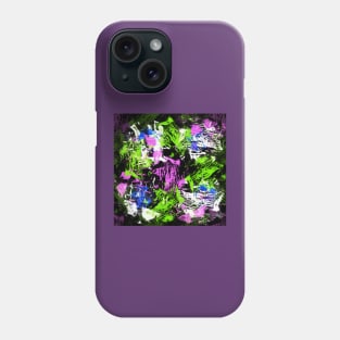 Purple, blue, green and white on black Phone Case