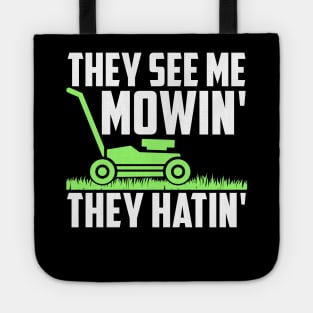 Funny Lawn Mowing Art For Men Women Lawn Mower Gardener Tote