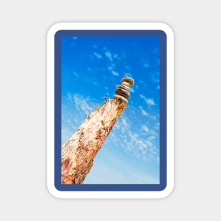 Stack of ZEN stones under blue cloudy sky Magnet