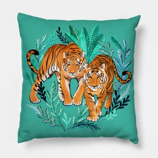 The Hunt - Gorgeous Jungle Tigers Pillow