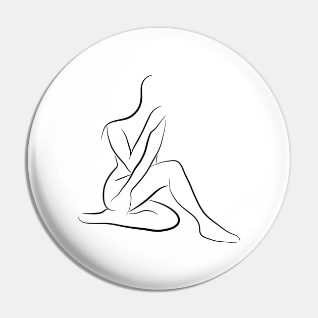 Female Nude Line Art - Modest Maya Pin by PeachOnAWindowsill