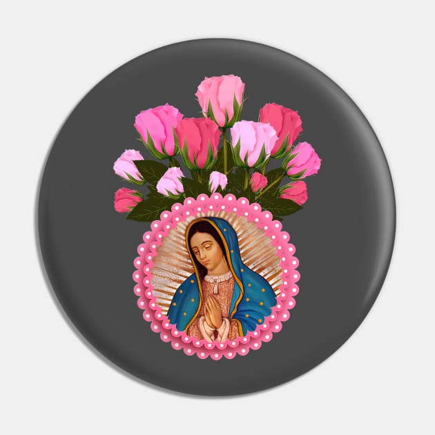 Our Lady of Guadalupe Pink Roses Pin by hispanicworld