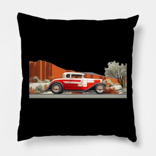 Hot Rod Desert Runner Custom Classic Car Retro Style Chopped Top Moon Hub Caps Desert Street Scene Hot Rod Pillow