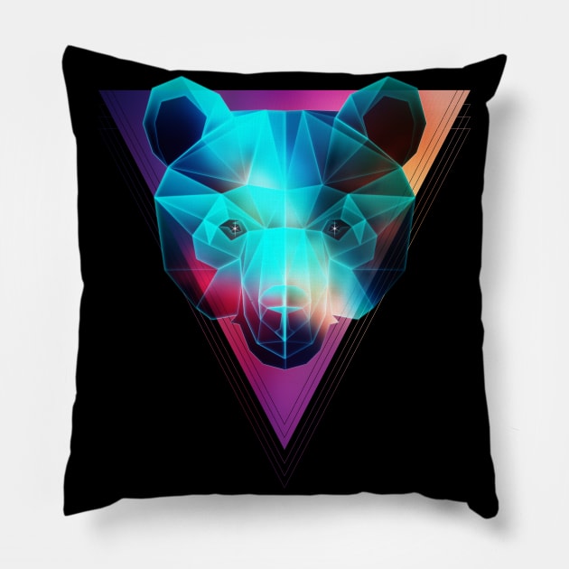 Ursa Neon - Space Bear Pillow by Jarkkokarkko