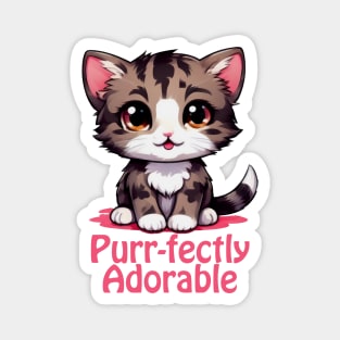 Purr-fectly Adorable Chibi Kawaii Kitten in Pink Magnet