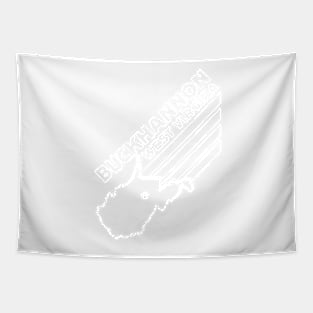 Buckhannon West Virginia with Stripes and State Outline - ORANGE Tapestry