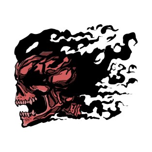 Wavy flame skull T-Shirt