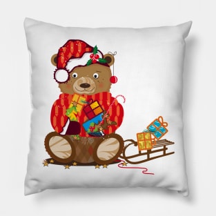 little bear with Santa hat Pillow