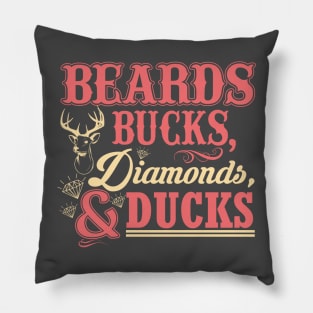 Beards Bucks Diamonds and Ducks Pillow