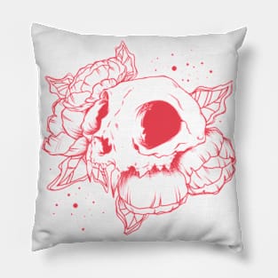 Cat Skull (Red) Pillow