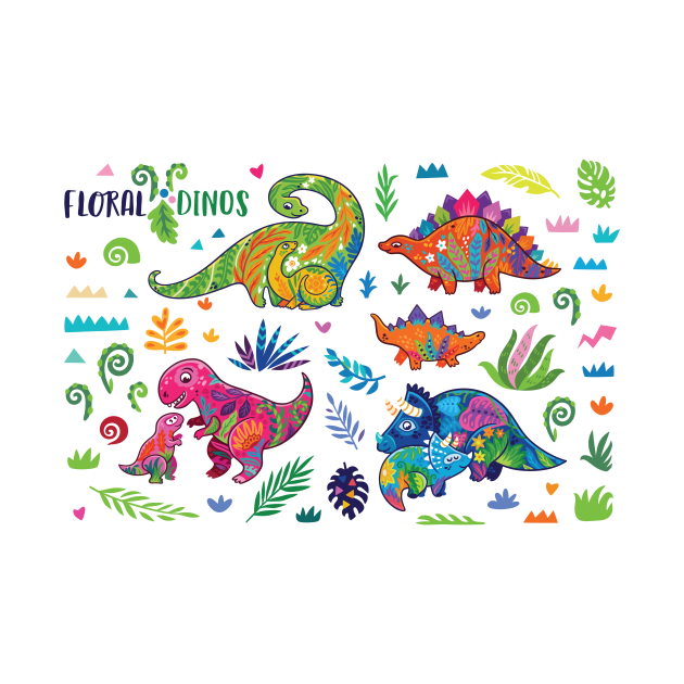 Floral Dinos by PenguinHouse