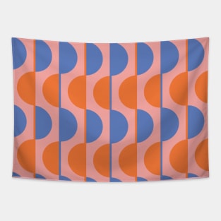 Orange and Purple Retro Half-Circles Tapestry