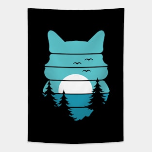 Forest Cat Moonlight Tapestry