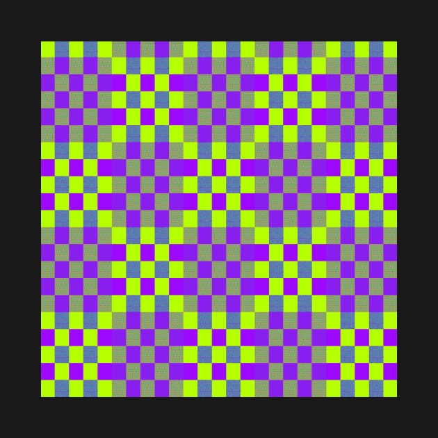 Colorful check pattern in purple, green and blue has a geometric hipster vibe. by innerspectrum