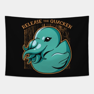 Release the Quacken // Cute Rubber Duckie Kraken Tapestry