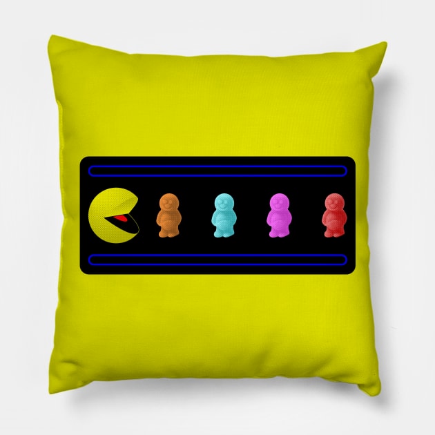 Pac Man's Sweet Tooth Pillow by Paulychilds