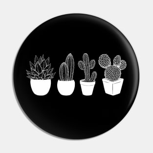 Cute Black and White Succulents Print pattern Pin