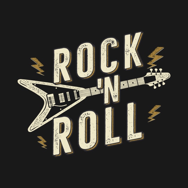 Vintage Rock 'n Roll Guitar with Lightning Bolts by SLAG_Creative