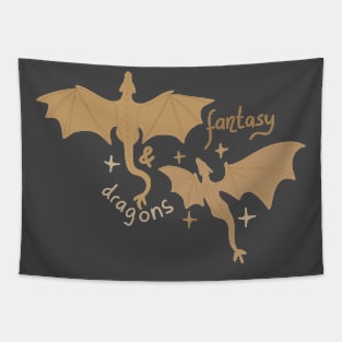 Fantasy and dragons golden dragons design for fantasy and book lovers Tapestry