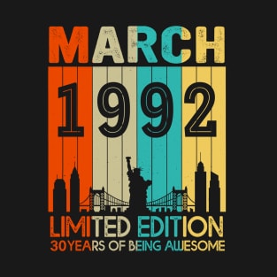 Vintage March 1992 Limited Edition 30 Years Of Being Awesome T-Shirt