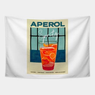 Retro Aperol Spritz Poster By the Pool Homebar, Kitchen Bar Prints, Vintage Drinks, Recipe, Wall Art Tapestry