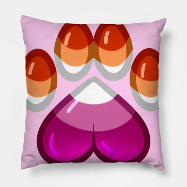 LGBTQ+ Pride Heart Paws - Lesbian Pillow by leashonlife