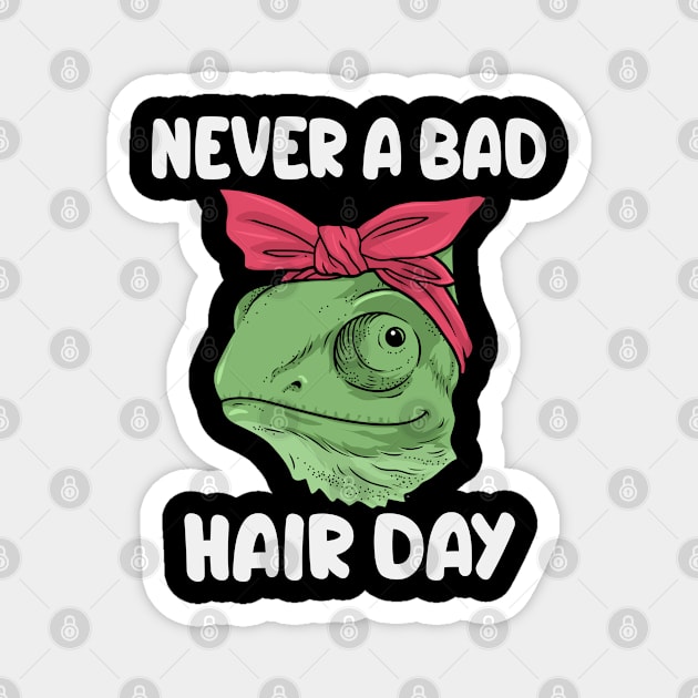 Chameleon Gift Never A Bad Hair Day Herping Reptile Magnet by PomegranatePower