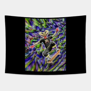 Two Faces Frog On Skateboard color Tapestry