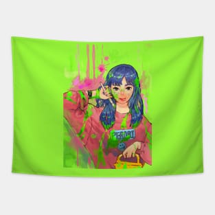 girl illustration Tapestry