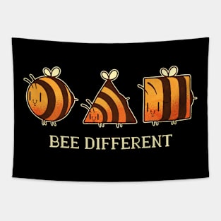 Bee Different Funny Bees Artwork with Quote Tapestry