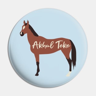 Bay Akhal Teke Horse Digital Minimal Cutout Silhouette Pin