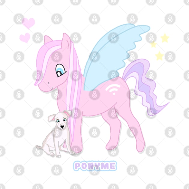 Pink Ponyme with puppy by Ponyme