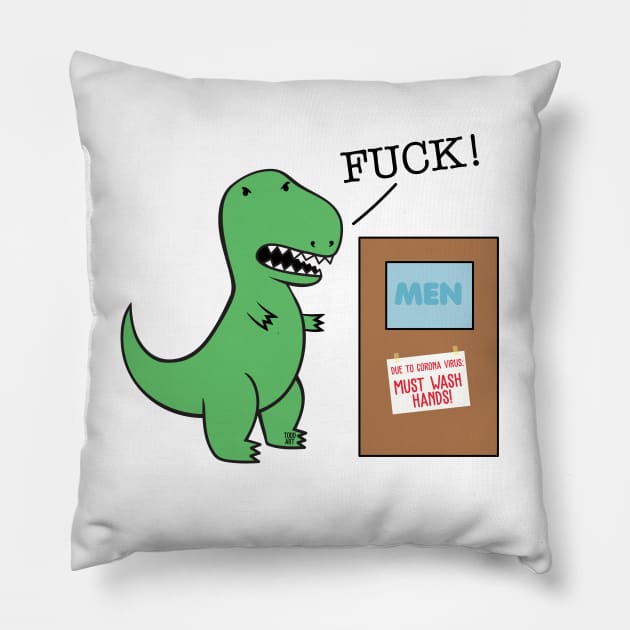 t rex corona Pillow by toddgoldmanart