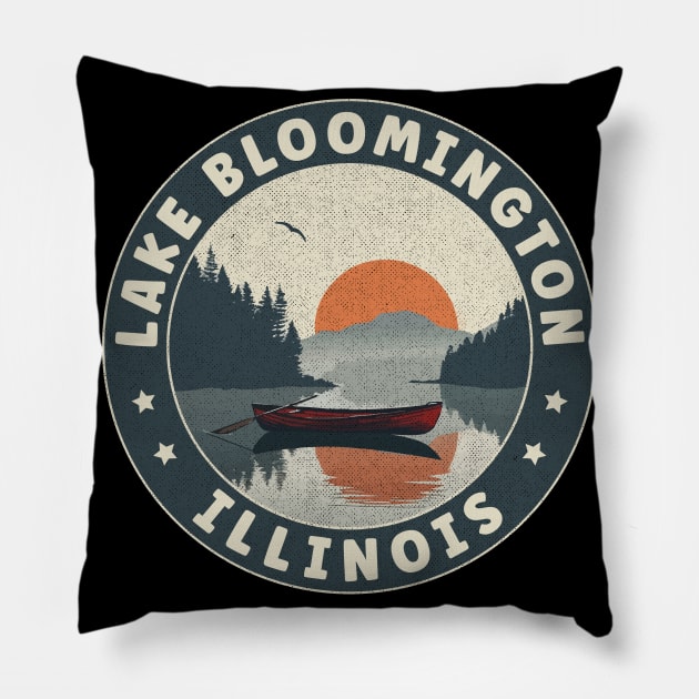 Lake Bloomington Illinois Sunset Pillow by turtlestart
