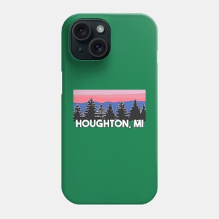 Yooper Life Houghton MI Blush Sunset Pine Tree Sunset T-Shirt T-Shirt Phone Case