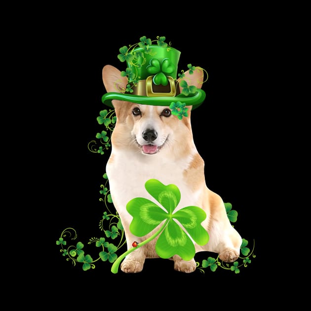 Lucky Corgi Shamrock St Patrick's Day by Benko Clarence