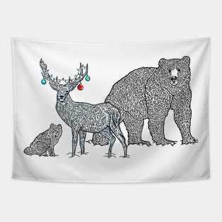 Winter Woodland Animals Xmas Tapestry