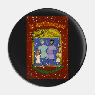 Happy Saturnalia! (RED background) Greek Myth Comix Pin