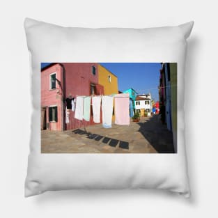 Laundry day in Burano Pillow