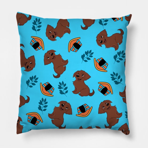 Cute Puppy Pattern Pillow by Sunil Belidon