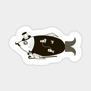 Stylized fish gentleman Magnet