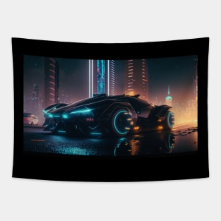 Black futuristic sleek sportscar, generative AI Tapestry