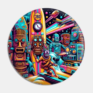 Time-Traveling Tiki Party Pin