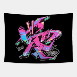 Japanese KANJI Graffiti AI (Future Pink) Tapestry