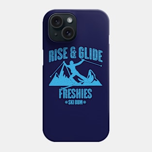 Skiing Rise and Glide - Vintage Light Blue Text Phone Case